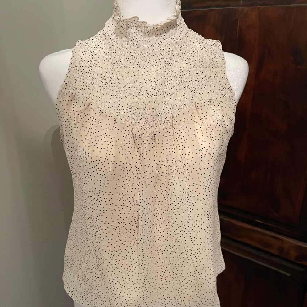 Cream Polka Dot Sleeveless Top